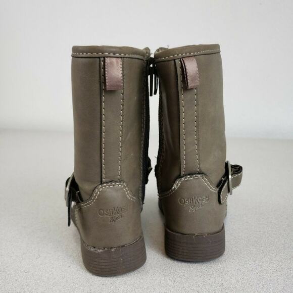 Oshkosh B Gosh Girls Brown Leather Round Toe Zipper Ankle Booties Size 6 - Picture 4 of 6